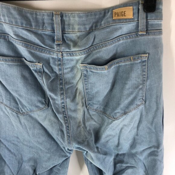 Paige Verdugo Crop Zip Jeans Light Blue Denim Blend With Ankle Zippers Size 28 - Picture 3 of 6